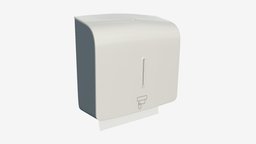 Bathroom Tissue Dispenser Wall-Mounted white, mount, pull, paper, holder, toilet, clean, dispenser, tissue, towel, public, box, restroom, hygiene, napkin, 3d, pbr, hand, wall
