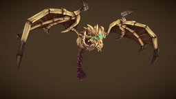 Stylized Fantasy Desert Serpent skeleton, flying, rpg, desert, snake, mmo, rts, fbx, serpent, moba, handpainted, lowpoly, animation, stylized, fantasy