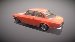 Alfa Romeo Giulia 1966 videogame, low-poly, pbr, car
