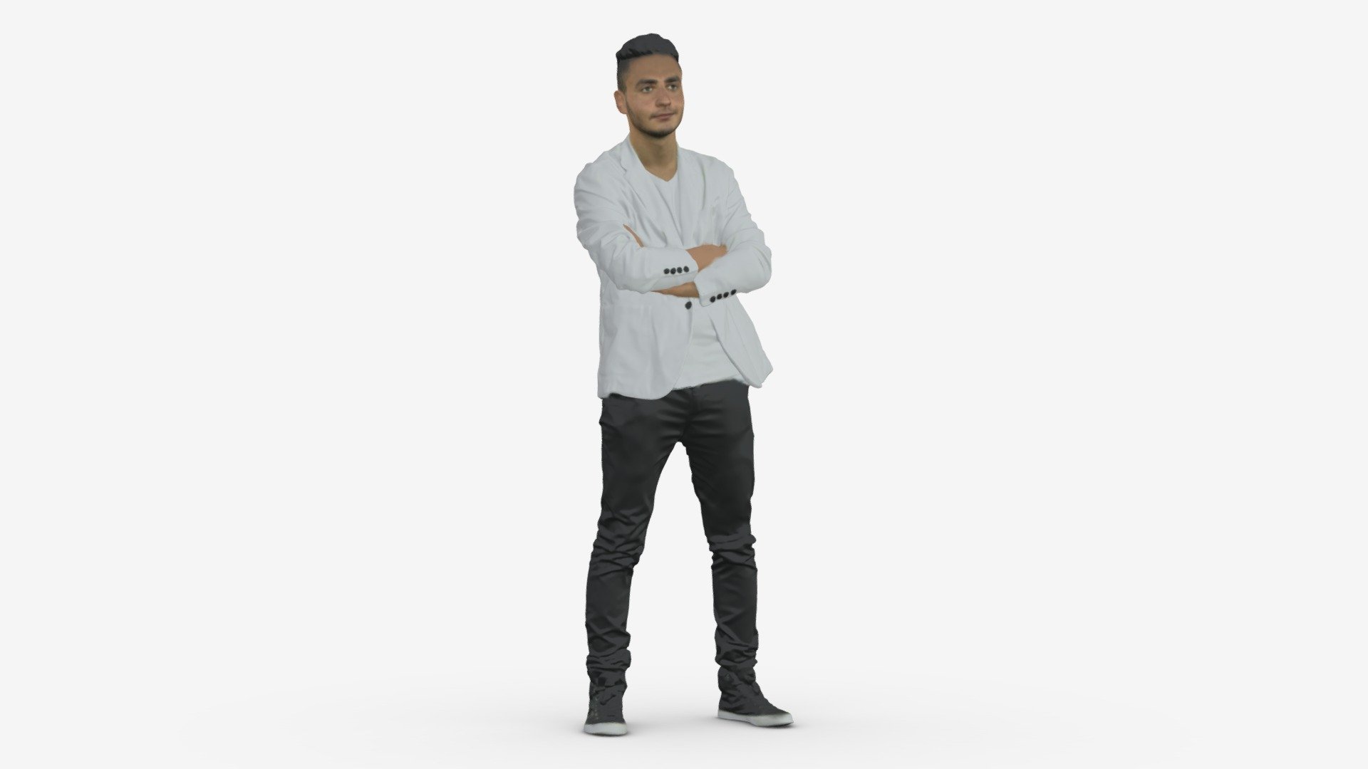 We provide unique 3d scanned models with realistic proportions for closeup and medium-distance views in artworks, paintings and classes. As well as architectural visualization projects.

Main features:




high-end realistic 3d scanned model;

realistic proportions;

highest quality;

low price;

saves you time for more time in landscaping and interiors visualization.

FEATURES 




3d scanned model 

Extremely clean

Edge Loops based

smoothable

symmetrical

professional quality UV map

high level of detail

high resolution textures

real-world scale

system unit: cm

TEXTURES 




Textural Resolution: 4096 x 4096

Color Map

The model is suitable for stereolithography 3d printing 

The model is also ready for fullcolour 3d printing - Man In White Jacket Black Pants Converse 0532 - Buy Royalty Free 3D model by 3DFarm 3d model