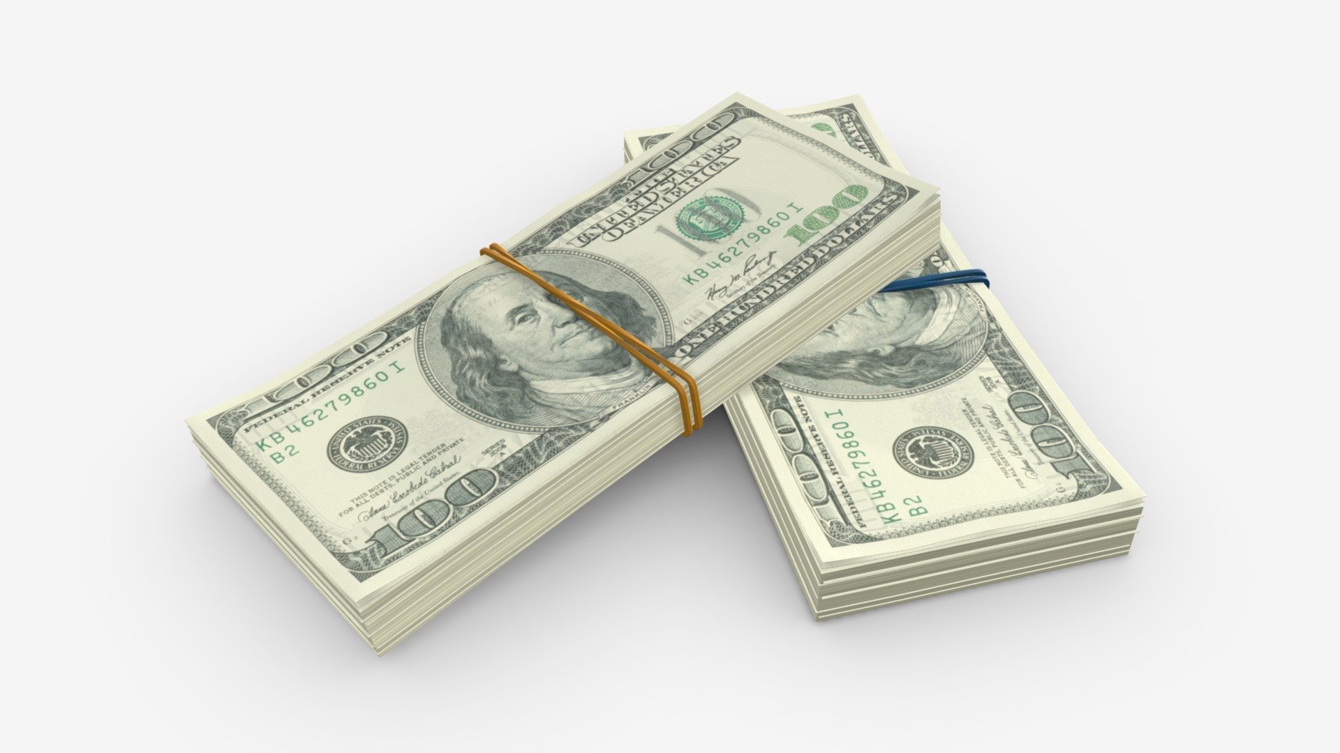 American dollar bundles tied with rubbers - Buy Royalty Free 3D model by HQ3DMOD (@AivisAstics) 3d model