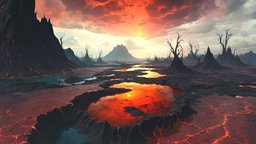 HDRI Lava Land Panorama G landscape, 360, vr, lava, virtualreality, magma, panorama, equirectangular, hdri, skybox, hdr, panoramic, spherical-panorama, createdwithai