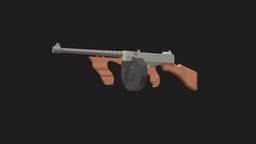 LP Thomson Cartoon Low Poly lp, game_asset, thomson, gameweapon, low-polygonal, weapon, low-poly, cartoon, blender, gun, cartoonweapon, game-weapone, gun-low-poly-assets-cartoon