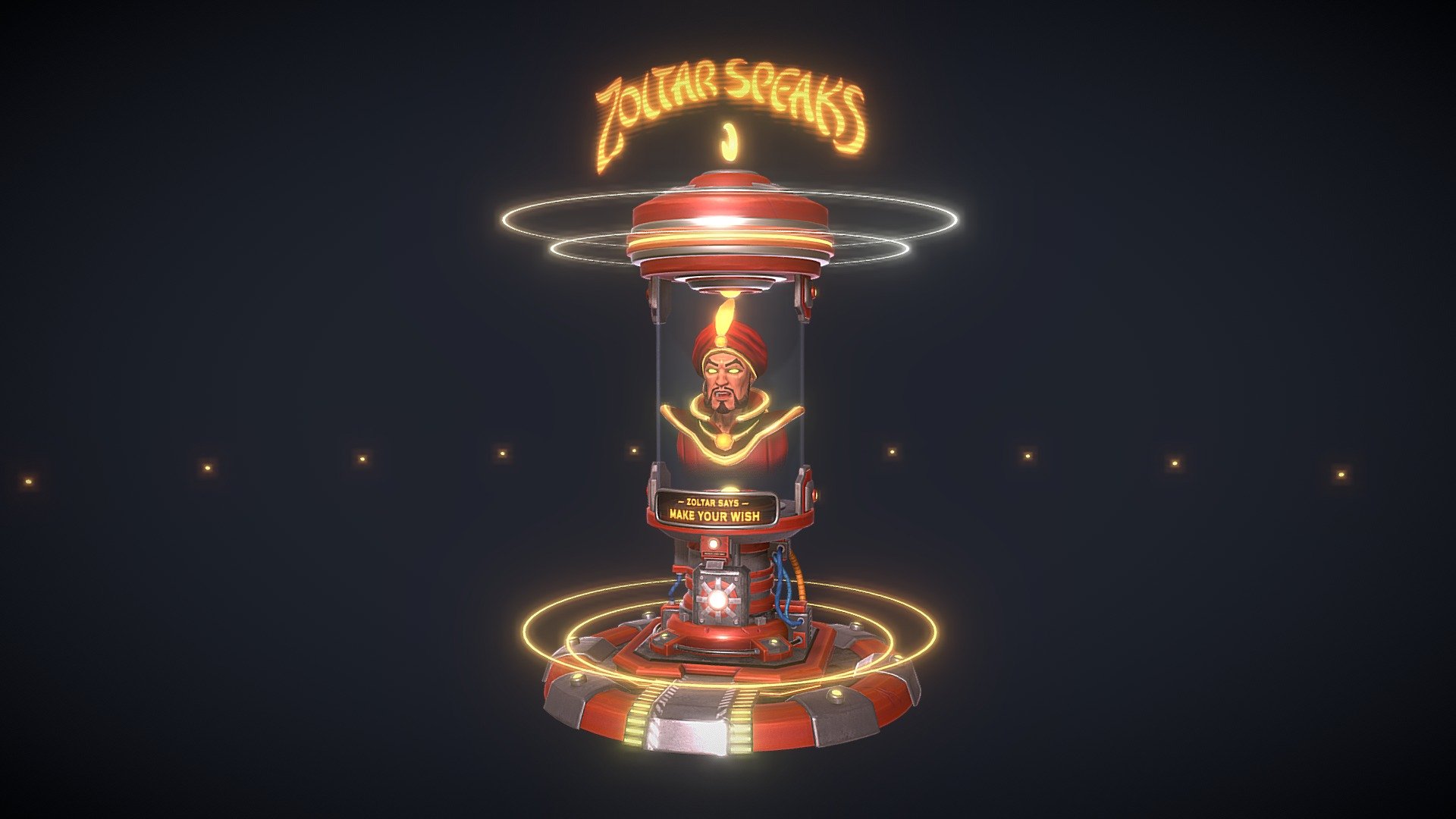 Fortune tellers always made they part in the circus universe and atmosphere. 

For this challenge i wanted to make a fan art / redesign of the anthological Fortune Teller / Wish Granter machine from the film &ldquo;Big