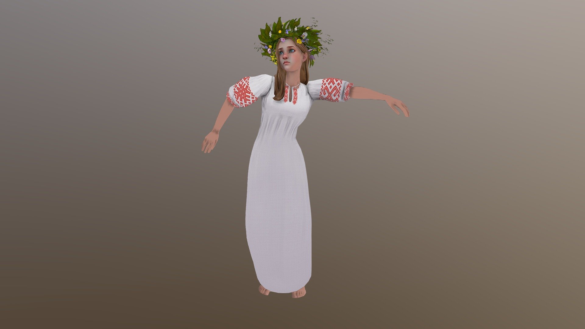 3D model of a Mermaid (wood gull). The model is mobile, animated, dancing, moving her hands. The model is optimized for AR - 3D model of a Mermaid (wood gull) freegen GO 3d model