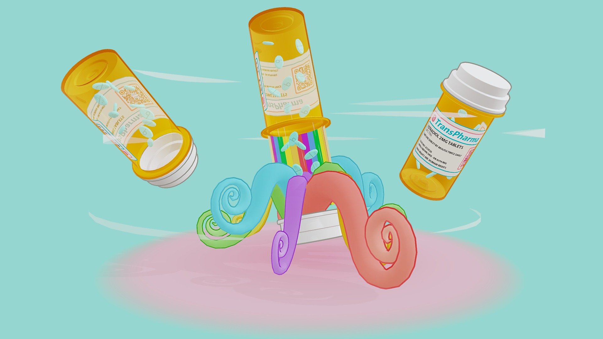 A whimiscal &amp; personal LGBTQIA+ piece that depicts an emotional part of the trans experience when first starting on HRT (Hormone Replacement Therapy) 3d model
