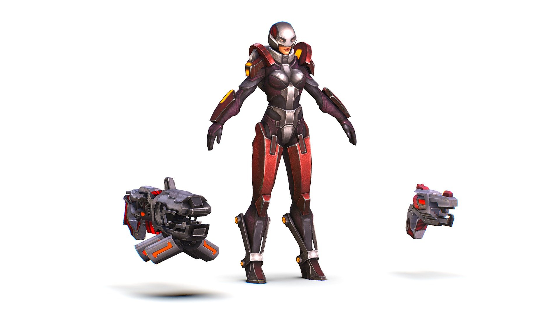 Low Poly Cartoon Sci-Fi Cyborg Drone Heavy  Soldier Machine Gunner - 3dsMax file included - Cartoon Sci-Fi Cyborg Drone Heavy Machine Gunner - Buy Royalty Free 3D model by Oleg Shuldiakov (@olegshuldiakov) 3d model
