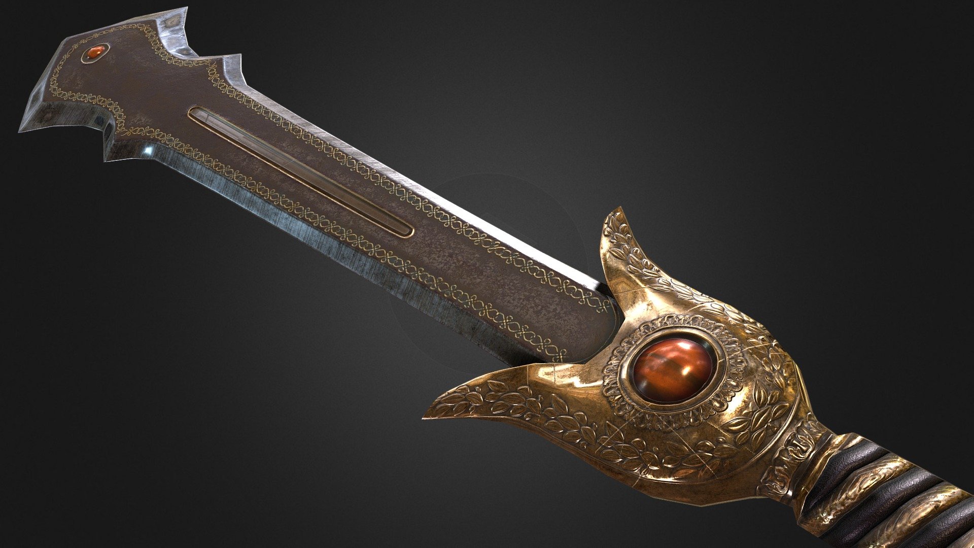 Commissioned by Terrornaut for the Deadlands Mod for Conan Exiles, Unreal texture included. Visit their Discord@https://discord.gg/Z5xypB

A recent commission, Unreal and Normal Texture are both included, please download the additional file.

An elegant weapon, for a more savage time.

Modified from a specific concept art as per request of the customer. The Dreai is an end-heavy one-hand chopper.
Unlike a normal swords, Dreai is a hybrid of the typical sword and the African Konda, using the momentem of its swing to punture armor while capable of normal cutting. The blade length is shorten for better handling and the blade itself is unusually thick. making it a decent blocking supplement.

The blade is heavily decorated as a symbol, perhaps as per the noble's request, giving it a elegant visage upon the brutal shape.

And with that, I'll head back to making hololive stuff in a bit 3d model