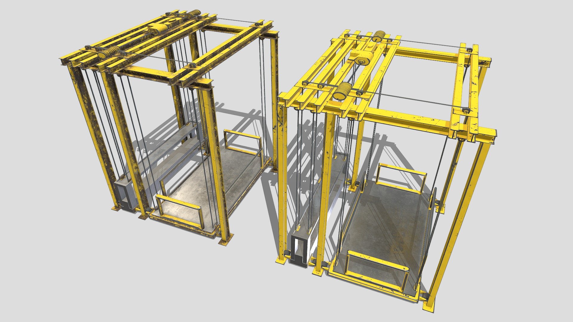 Low Poly indsutrial lifts with Clean and Dirty PRB textures - Industrial Lifts - Buy Royalty Free 3D model by studio lab (@leonlabyk) 3d model