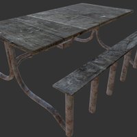 Mental Asylum table, canteen, mental, unrealengine4, asylum, quixelsuite, 3dsmax, low, poly, 3dmodel