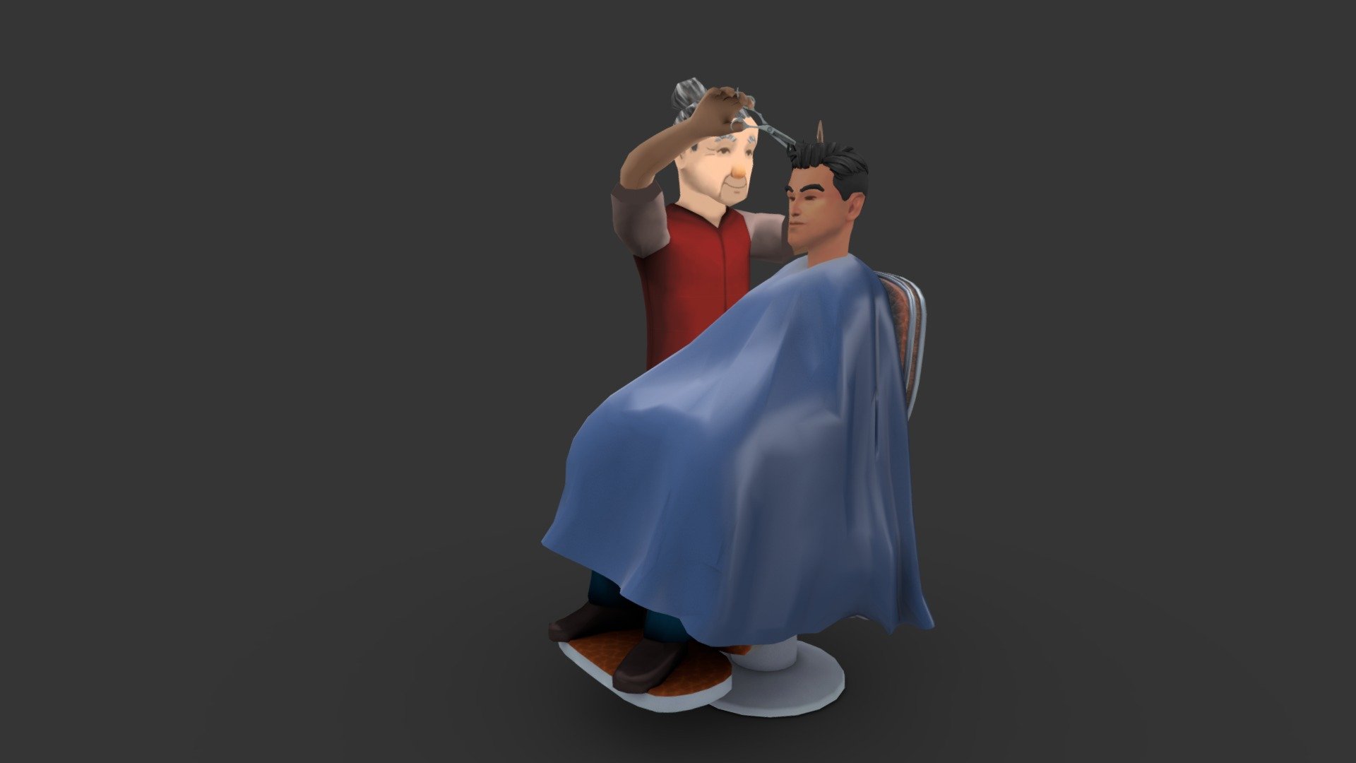 3D model in fbx format

2048 texture x2 +512 for eq

Rigged with mixamo and corrected by hand

Comes with blend file with RIG - Character Stylist Hair Cut Scene Lowpoly rigged - Buy Royalty Free 3D model by mahrcheen 3d model