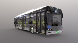 Low-Floor Electric City Bus [Full Interior] modern, vehicles, transportation, communication, transport, urban, eco, bus, volvo, high-poly, mercedes, ecology, autobus, solaris, ecologic, citybus, man, city, interior, electric, highpoly, electric-bus, lowfloor