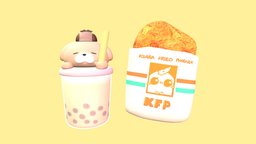 Bubba Tea And KFP bubbletea, hololive, hololiveen, takanashi_kiara, amelia_watson, chickenchop
