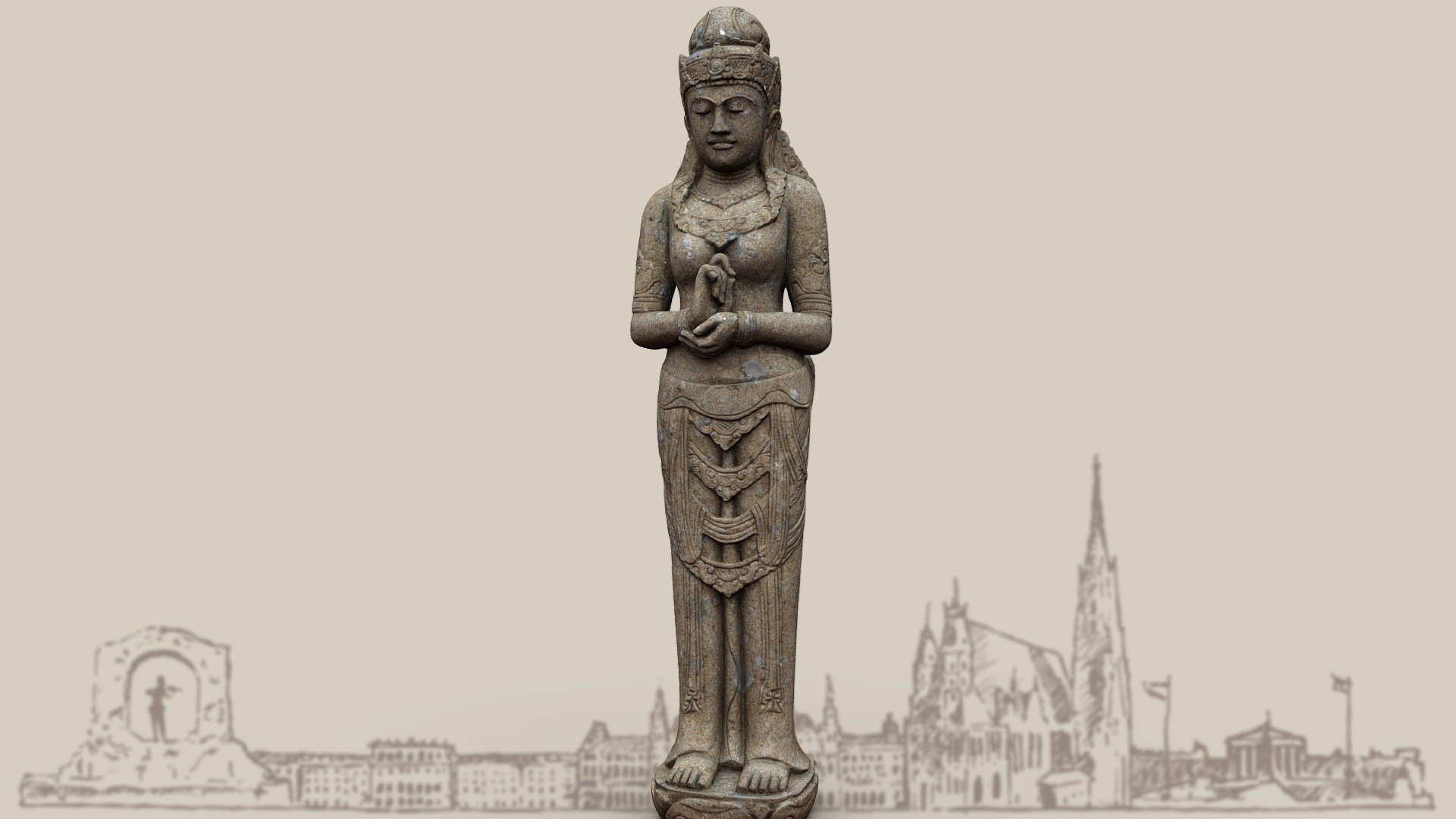 Indian statue in the flower gardens in Vienna's 22nd district. The plants and the design are adapted to Indian specifications. Bananas, ornamental plants and Indian spice plants grow here 3d model