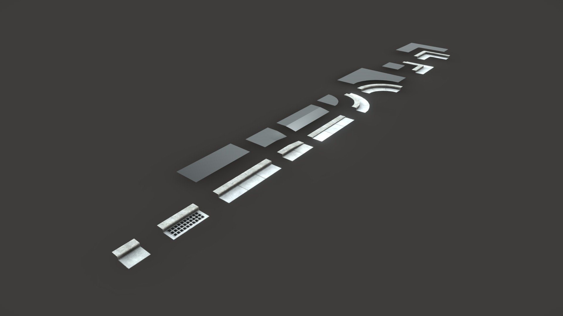 Wanted to have some modular roads for my university semestral project and ended up with this :) 
Included the sidewalk meshes without texture since we are using tri-plannar mapping in engine that does not need uvs.

Feedback welcome 👀 - Modular sidewalk curb kit - Download Free 3D model by Just8 3d model