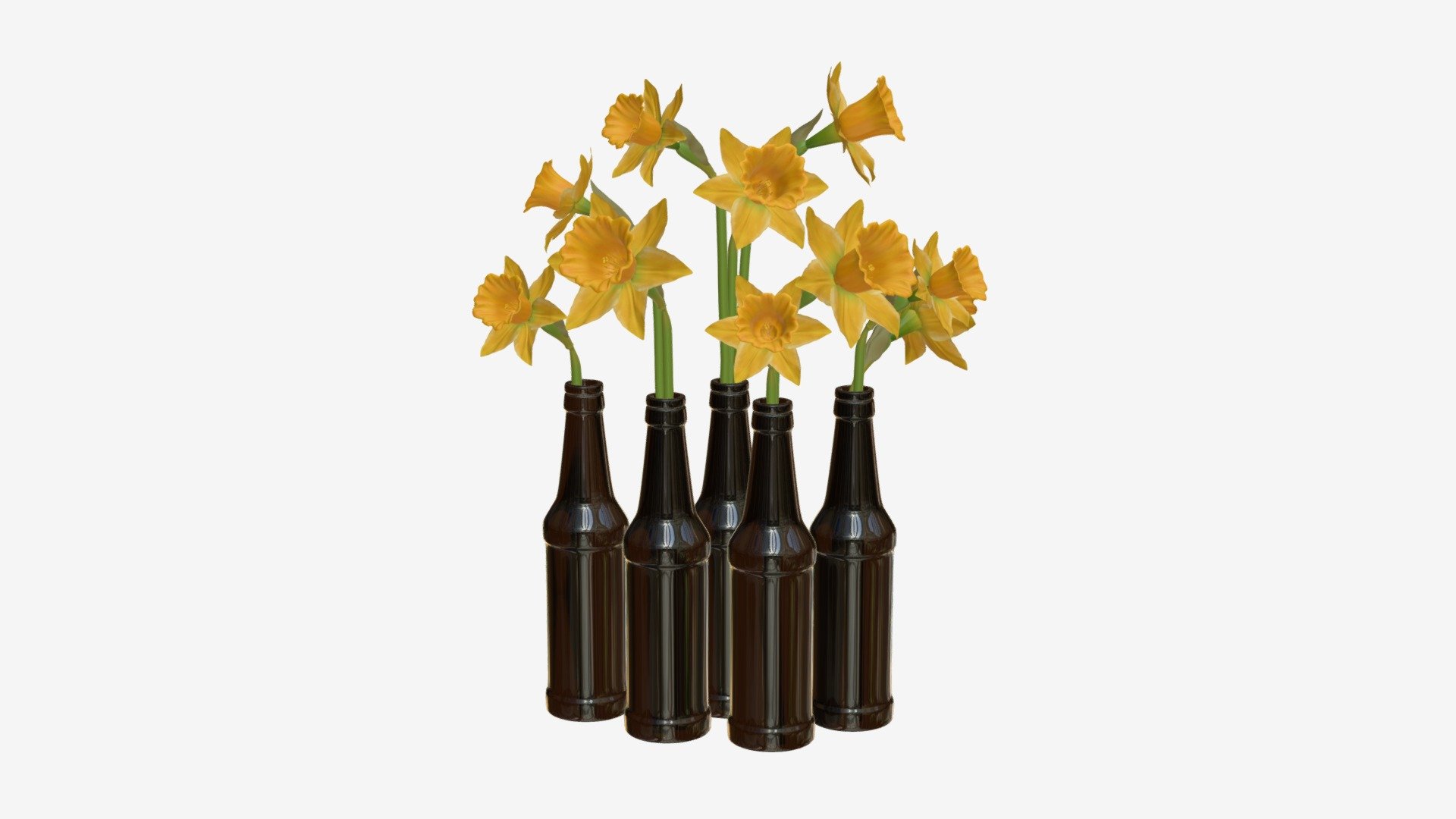 Narcissus in beer bottle - Buy Royalty Free 3D model by HQ3DMOD (@AivisAstics) 3d model