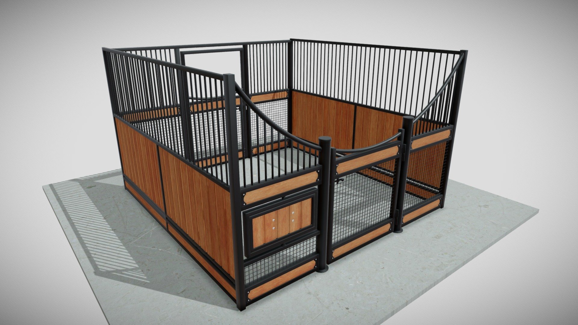 This 12m² horse box is a high quality, photo real 3d model that will enhance detail and realism to any of your rendering projects. The model has a fully textured, detailed design that allows for close-up renders, and was originally modeled in Blener 3.3. Based on a real product.
Hope you like it! - Horse stall - Buy Royalty Free 3D model by Kollapse3D 3d model