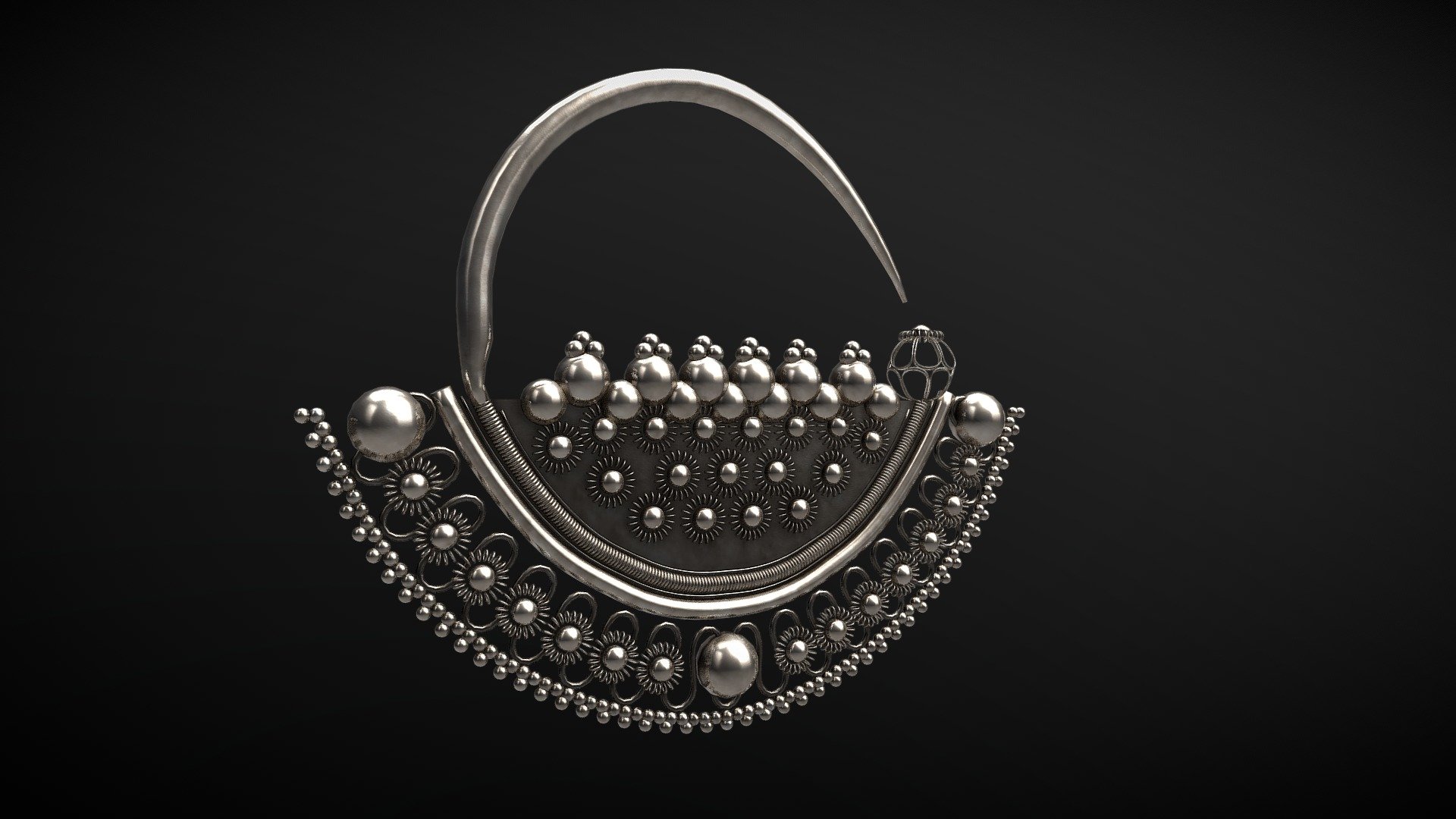 An Uyghur earring.

Silver, filigree

From my own collection - Uyghur Earring - Buy Royalty Free 3D model by BilgeBitig 3d model