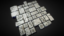 3D Tileable Aztec Stone Floor Tiles tile, brick, ground, mexico, aztec, path, tileable, seamless, stonewall, architecture, 3d, stone, building, rock, interior, wall