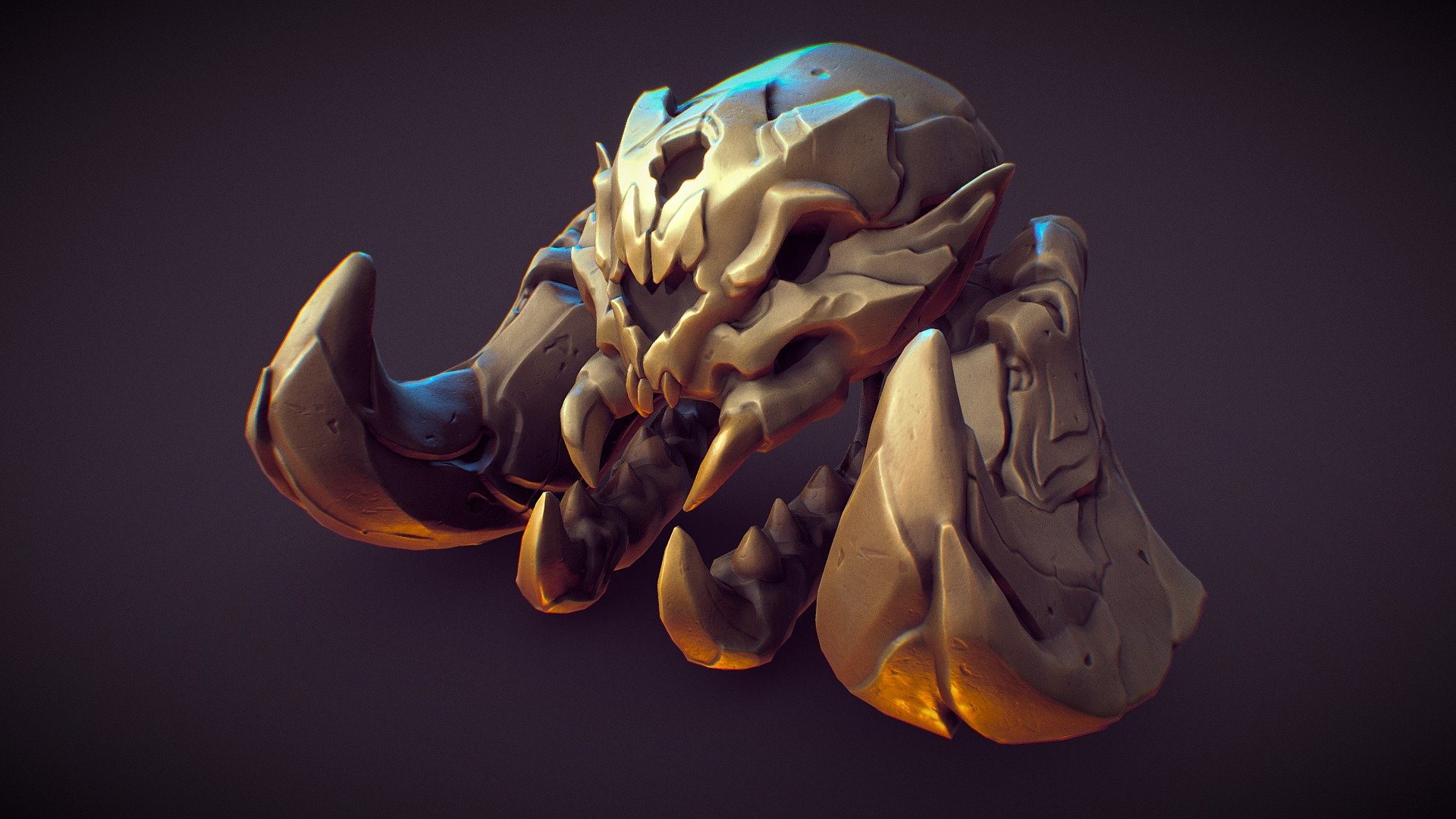 I was inspired by the work of artists:
Alla Shustova - https://teplee.artstation.com/ - Darksiders Genesis skull fanart - 3D model by Lordjy 3d model