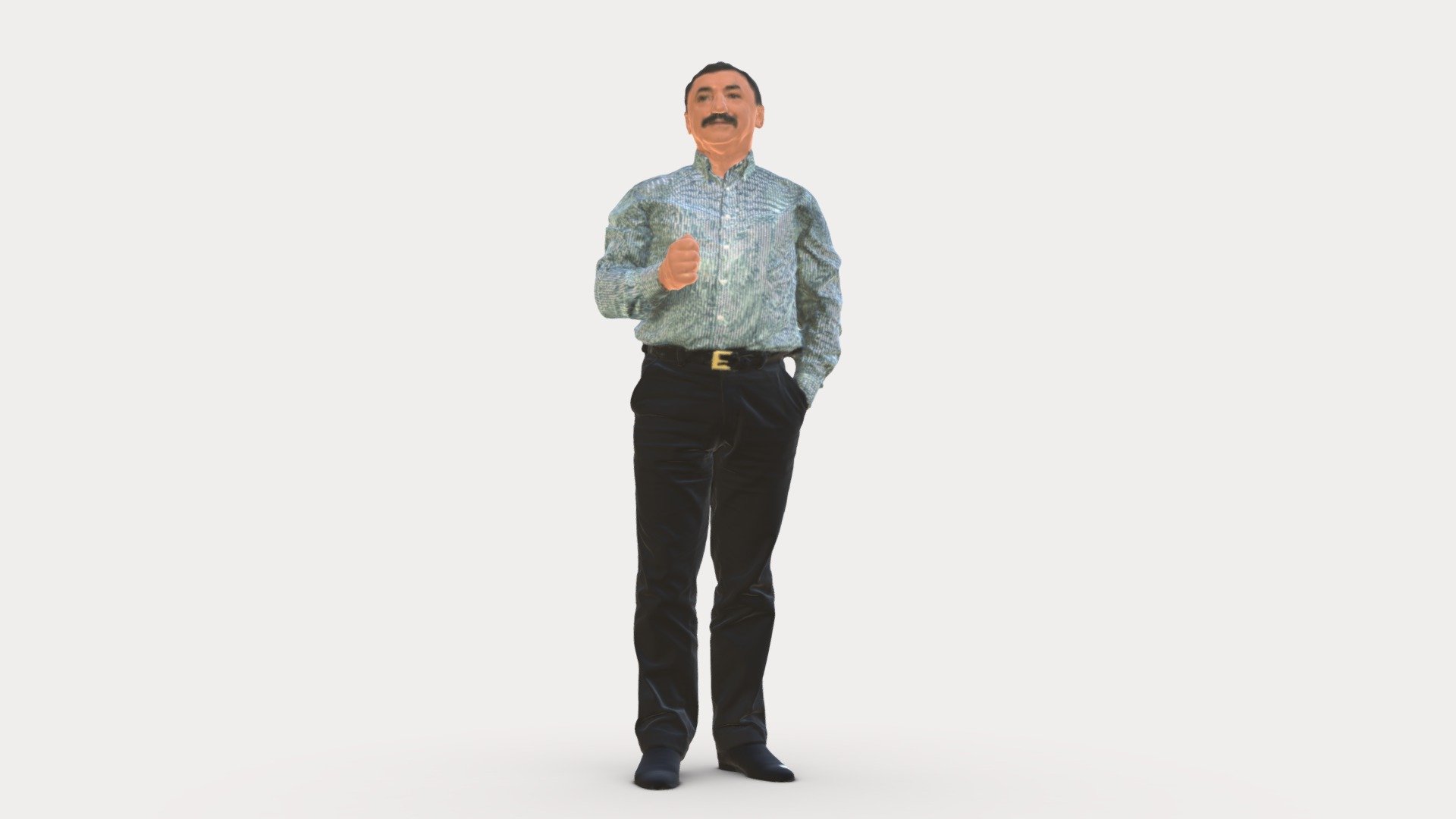 We provide unique 3d scanned models with realistic proportions for closeup and medium-distance views in artworks, paintings and classes. As well as architectural visualization projects.

Main features:




high-end realistic 3d scanned model;

realistic proportions;

highest quality;

low price;

saves you time for more time in landscaping and interiors visualization.

FEATURES 




3d scanned model 

Extremely clean

Edge Loops based

smoothable

symmetrical

professional quality UV map

high level of detail

high resolution textures

real-world scale

system unit: cm

TEXTURES 




Textural Resolution: 4096 x 4096

Color Map

The model is suitable for stereolithography 3d printing 

The model is also ready for fullcolour 3d printing - Mustachioed man shirt 0634 - Buy Royalty Free 3D model by 3DFarm 3d model
