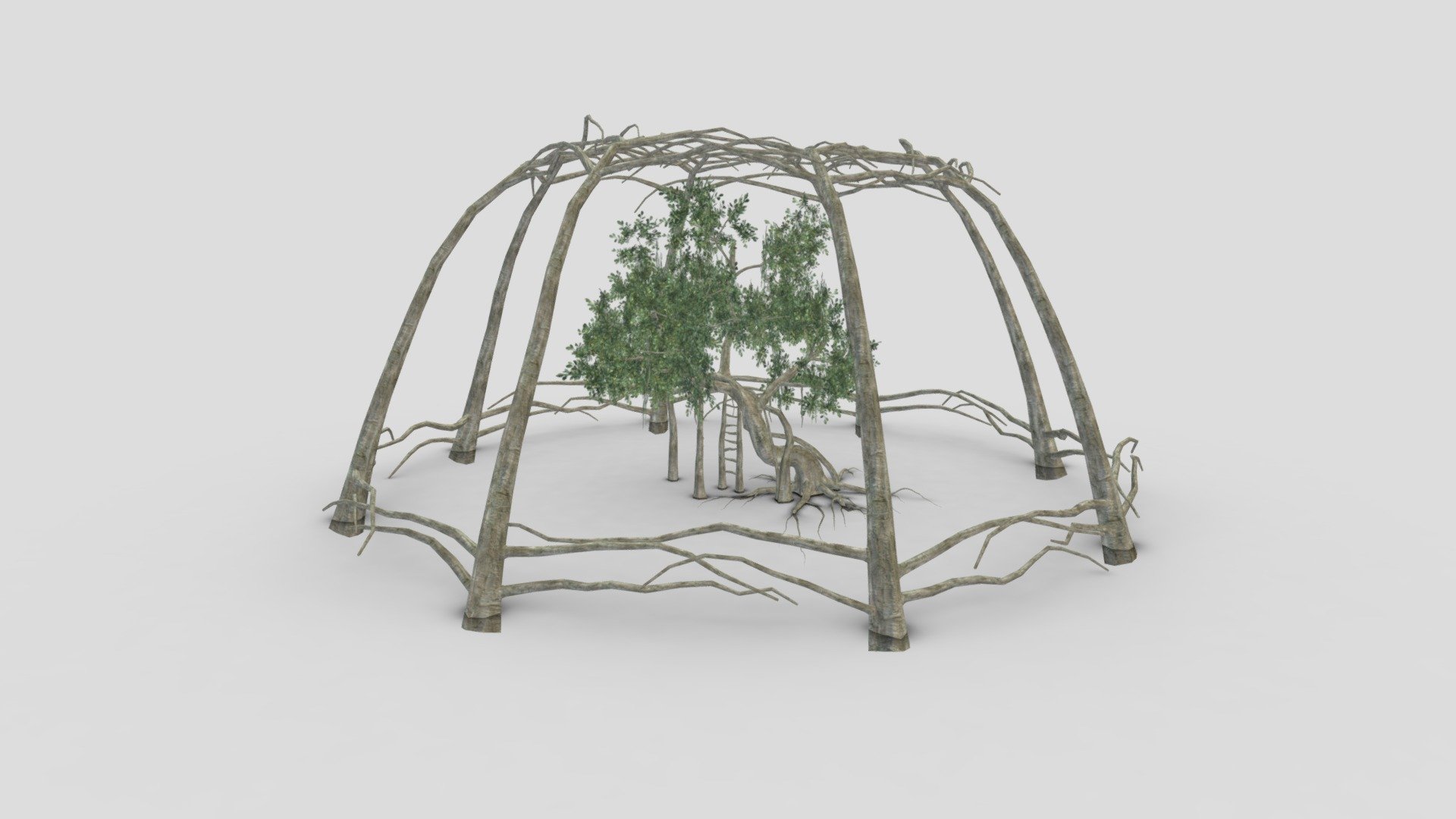 This is my concept of the Chinese Banyan Tree. This is a 3D low poly model of a Chinese Banyan Tree 3d model
