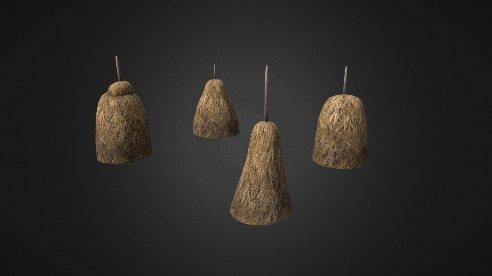 Haystacks drying on spike 3d model
