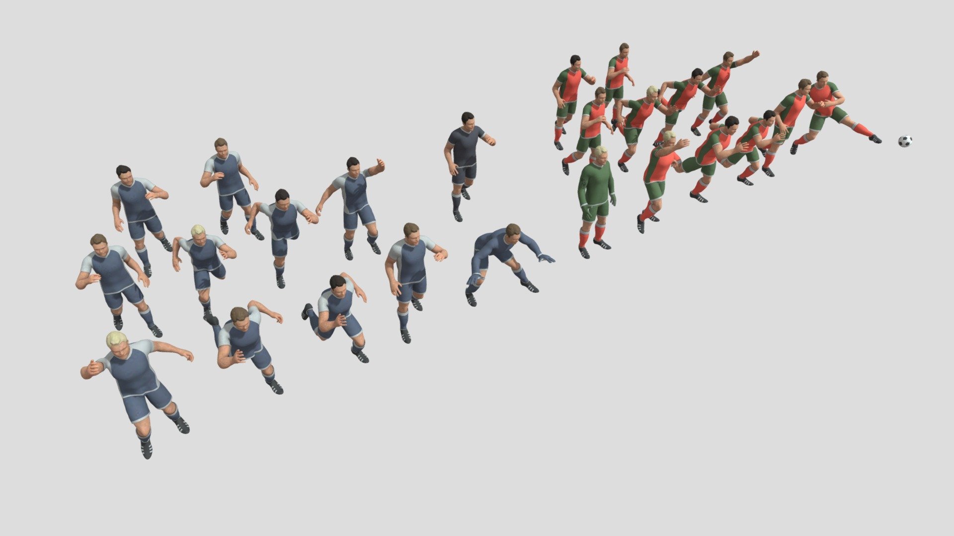 The players consist of two teams and a judge, models without detailed details, suitable exclusively for long-range angles! - Footbal players - 3D model by zs_design 3d model