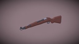 Low Poly: Kar 98 rifle, german, kar98k, kar98, low-poly-model, low-poly-blender, low-poly, 3d, blender3d