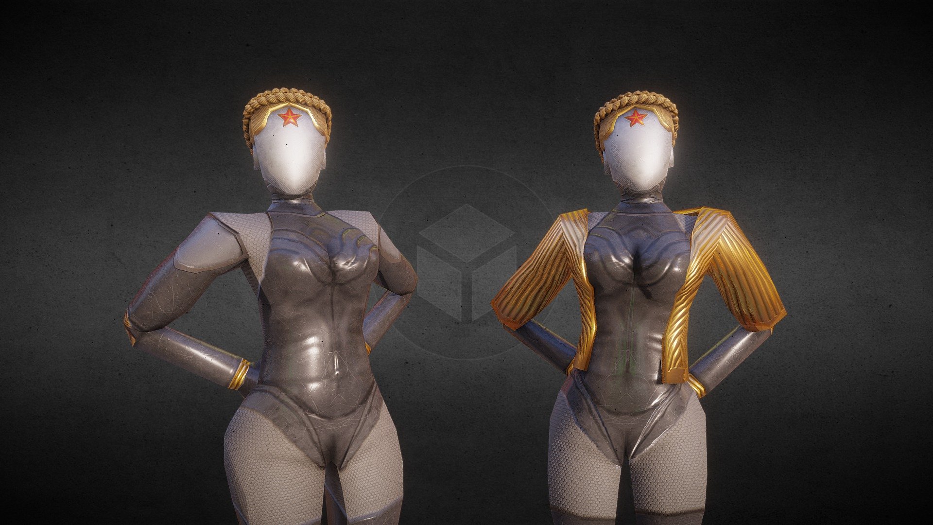 Twin Ballerina Robots from Atomic Heart (Low Poly) without High Poly baking. Modeling - Blender 3D, Texturing - Substance Painter 3d model