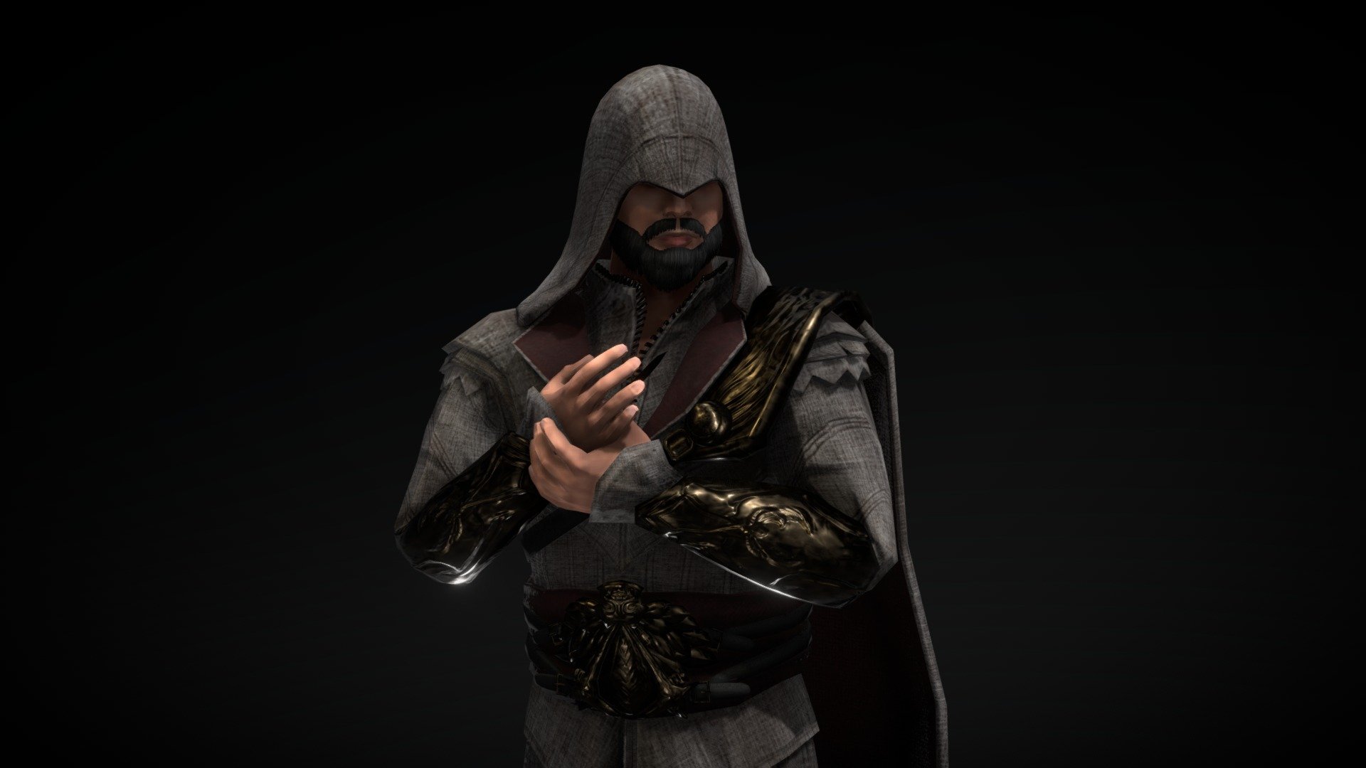 IMPORTANT | NOTE



I don't own this character

I just made this fanmade 3d model

I dont make any money from this model


DESCRIPTION
Description about this model?
By the way, i kept this model for about 1 month and then publish it now, because i'm never satisfied with my own work so here we are&hellip; The outfit was inspired by Ezio's from AC Brotherhood, but i'm modified the texture that was inspired from AC Revelation (this is a mix between this two :D). Ok that's it.


SOFTWARE I USED



Blender (baking maps and paint texture)

GIMP (edit masks)


TEXTURES



Fabric036 (from CC0 Textures)

Leather002 (from CC0 Textures)
 - Ezio Auditore Dark Suit (Fanmade) - 3D model by Edi Santoso (@edisan27) 3d model