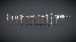 Dwarf set hammer, set, club, dwarf, game-ready, fbx-mesh, axe-weapon, weapons, fantasy