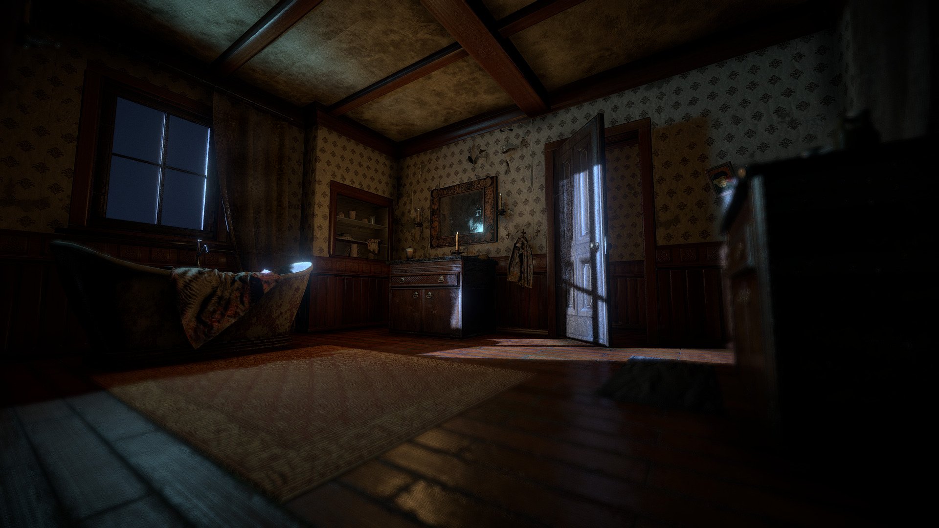 Modular assets pack for interior of old abandoned house.

Render https://www.artstation.com/artwork/VgvOBn

39 - assets 
11 - PBR materials
Optimized for game engines.
All models are baked from a high poly. 

Please, hit a like button, if downloading 3d model