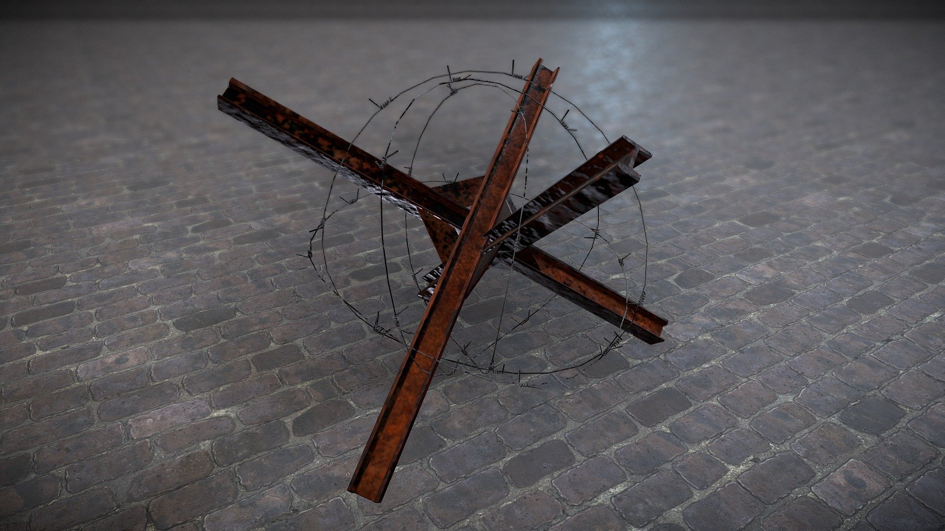 antitank hedgehog spinesPBR low poly Rendered in Substance Painter, Marmoset Toolbag 2, Unity 5 and UE4 - anti-tank hedgehog spines PBR low poly - Buy Royalty Free 3D model by omg3d 3d model