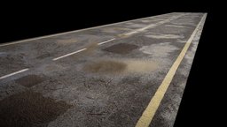 PYTCH Cyberpunk/Dystopian City project Road road, realtime, worn, wet, dystopian, dilapidated, pbr-texturing, realtimerendering, substancepainter, texturing, blender, pytch