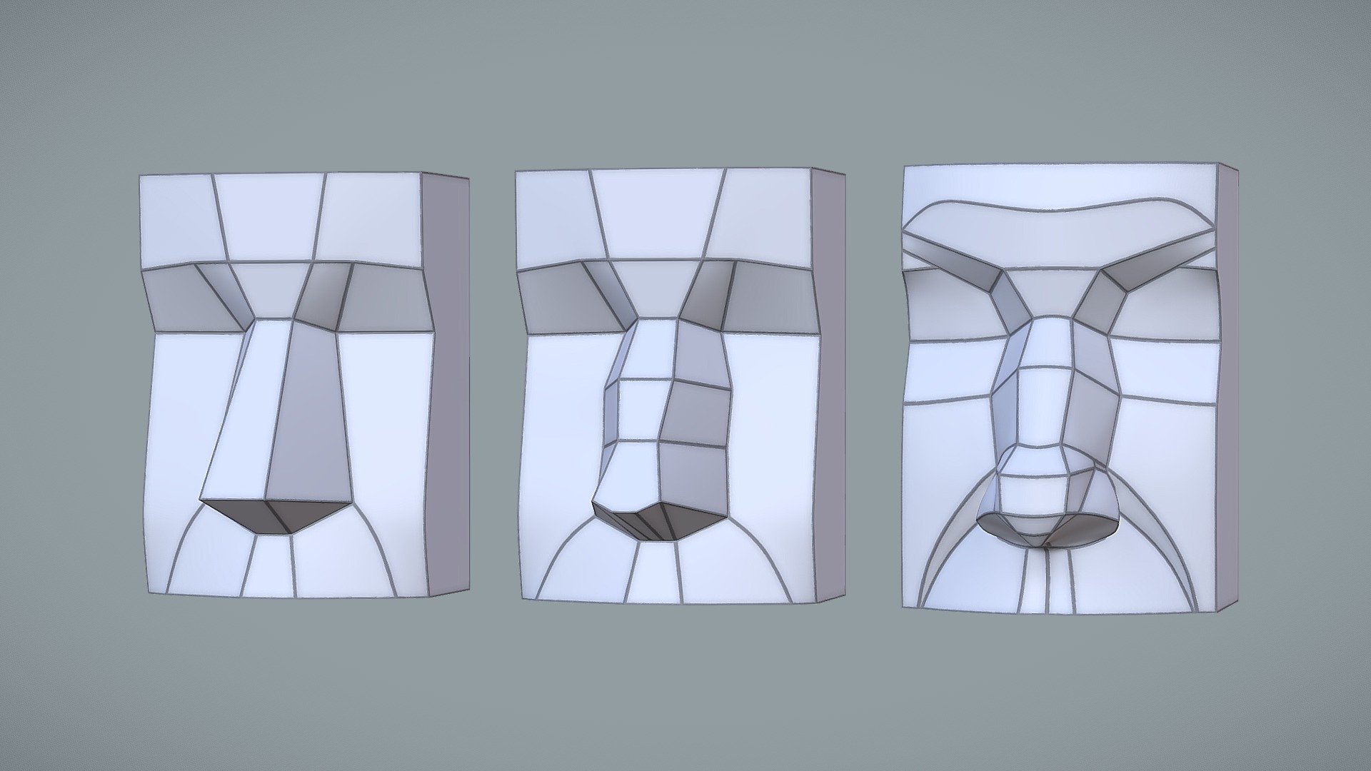Basic Nose Structure and Planes step by step breakdown. Including  minor and major planes in 3D. Nose drawing &amp; sculpting reference 3d model