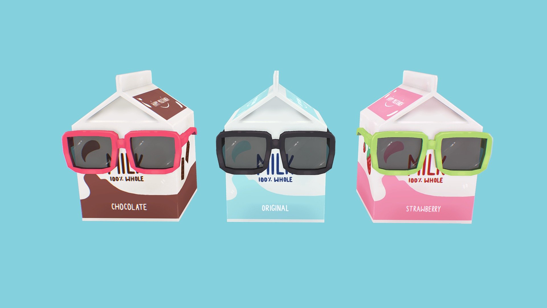 B) Just some cool milks, because my sister and I decided that the default milk emoji in Heroes of the Storm needed some shades - Cool Milks - 3D model by Nicole "CmdrSpaceCat" Rusk (@cmdrspacecat) 3d model