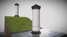 Classic Advertising Pillar Version 9 (Low-Poly) exterior, retro, urban, board, column, classic, sign, pillar, old, advertising, advertisement, colonne, advertise, bilboard, vis-all-3d, 3dhaupt, software-service-john-gmbh, street