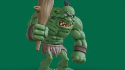 Enraged green troll -cartoon