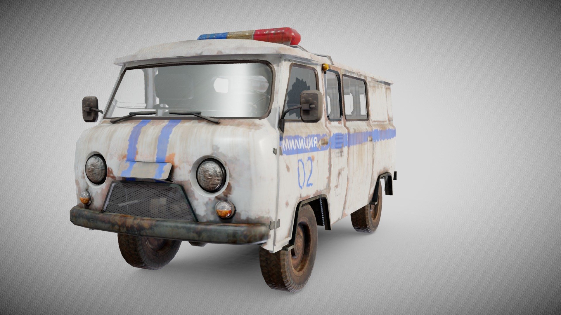 Uaz452 Police da1 - Buy Royalty Free 3D model by flawlessnormals 3d model