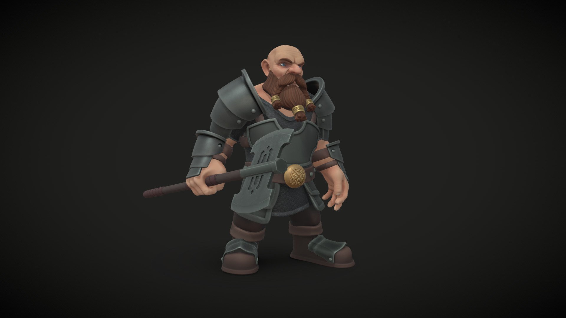 Stylized dwarven character, made in blender 3d model
