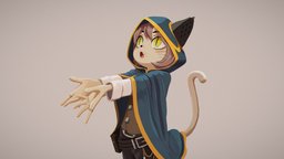 Neko cat, neko, marvelousdesigner, character, handpainted
