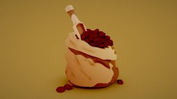 Low Poly Cartoon Coffee Sack drink, plant, cafe, energy, breakfast, hot, mug, beverage, cup, black