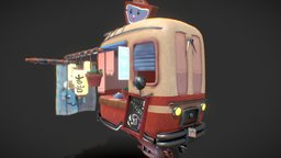 Ramen Truck 2dto3d, substancepainter, asset, blender, vehicle, car, stylized, animated, textured, rigged, gameready