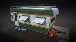 Trailer Car south, red, trailer, country, vr, rv, assetstore, blendernation, camper, unity3d, blender, blender3d, house, car