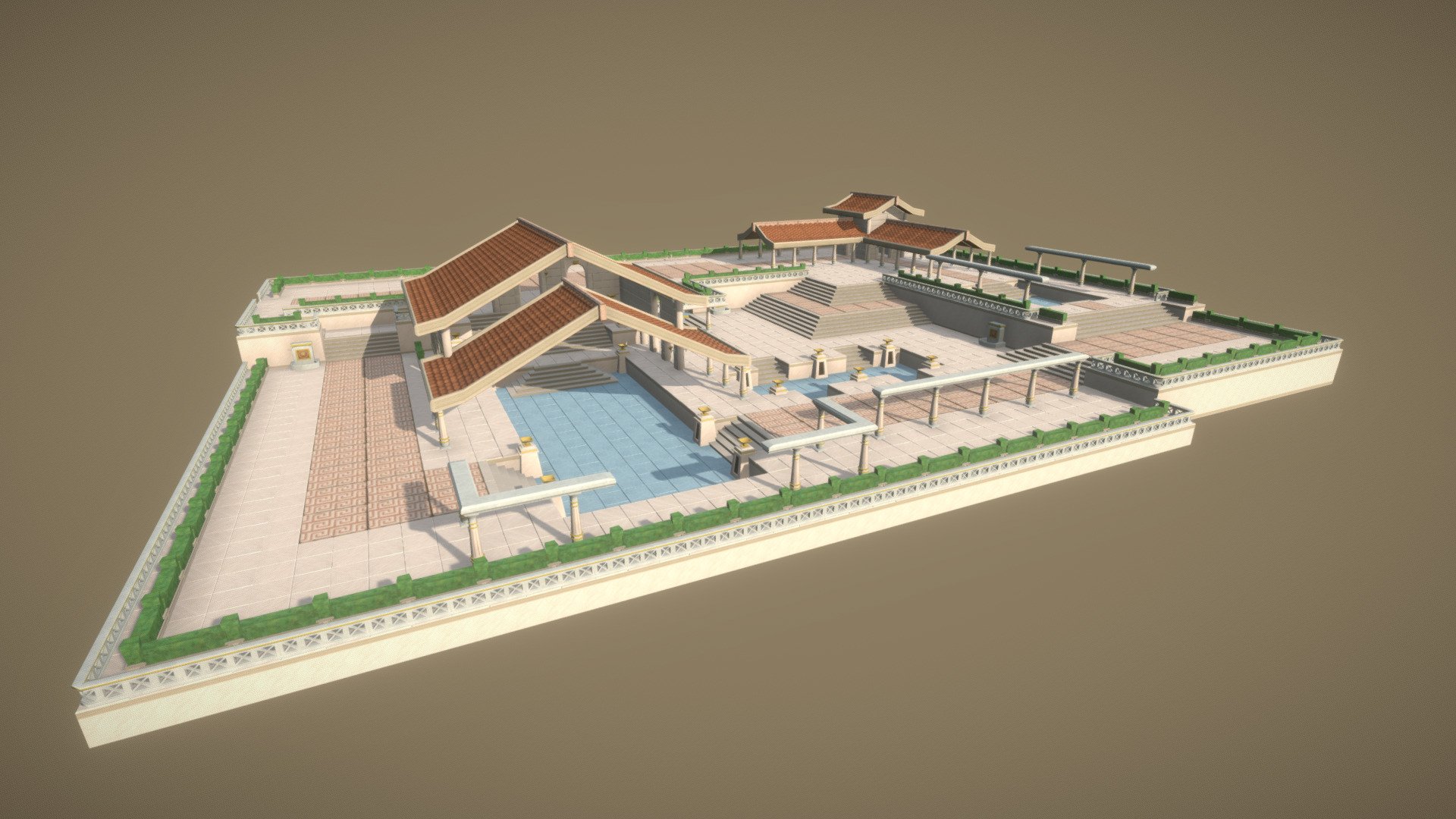 An Ancient Greek inspired bath house, created from a modular kit comprising of 4963 Tris.
Hand-painted textures

Modular Kit: https://skfb.ly/ousRN - Ancient Bath House - Modular Set - Download Free 3D model by Jackson Page (@jacksonkpage) 3d model