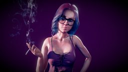 Hello its Eva seymour, bear, gaming, comic, prop, beauty, ingame, sculptgl, moody, modeling, girl, stair, blender, pbr, human, dark