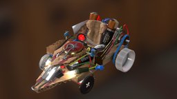 Tiny Racer racer, lights, wheels, drive, small, shaft, motor, battery, cork, junk, cardboard, tiny, wires, repurposed, borrowers, substancepainter, substance, racing, car