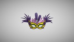 Mardis Gras Feathery Mask masks, mask, fancy, facemask, feather, colourful, low-poly-model, mardisgras, fancydress, noai