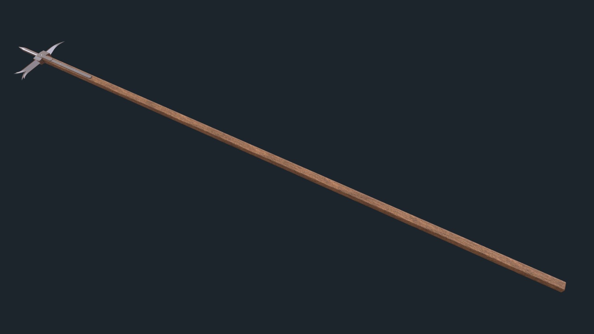 The Lucerne hammer is a type of polearm which was popular in Swiss armies during the 15th to 17th centuries. It was a combination of the bec de corbin and a pronged war hammer.
The hammer-part of the Lucerne hammer is a three-to-four-pronged head mounted atop a 2-meter-long (6.5 foot) polearm shaft. It bears a long spike on its reverse, and an even longer spike extending from the top 3d model
